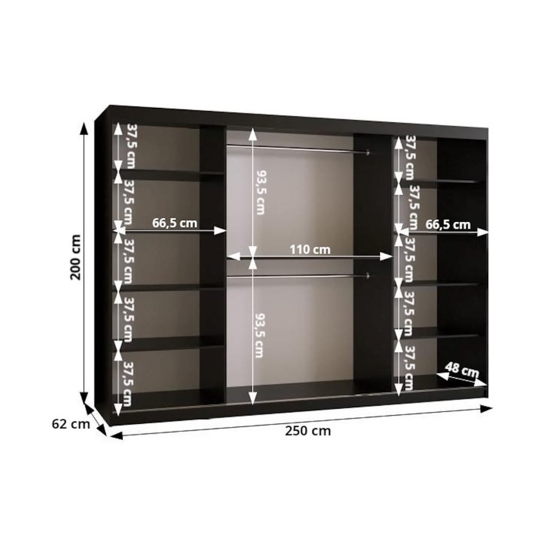 Bahrain III Sliding Door Wardrobe 250cm