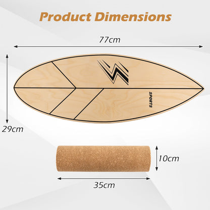 Balance Board Trainer with Roller Fun Workout Equipment-Natural