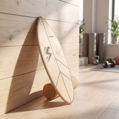 Balance Board Trainer with Roller Fun Workout Equipment-Natural