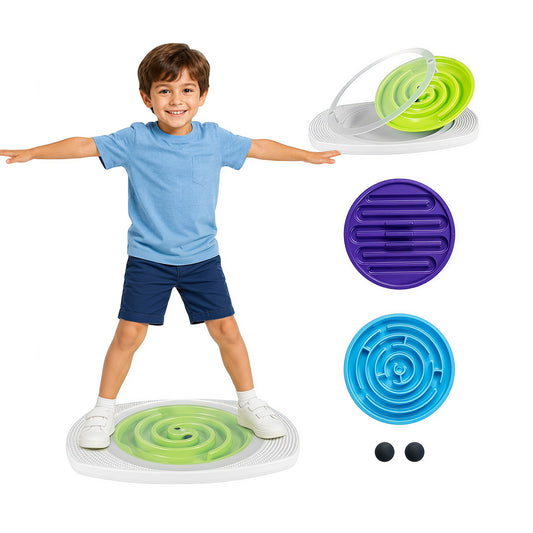 Balance Board for Kids with 3 Maze Discs and 2 Balls