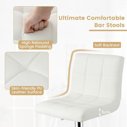 PU Leather Bar Chairs with Adjustable Height for Kitchen Island and Pub-White