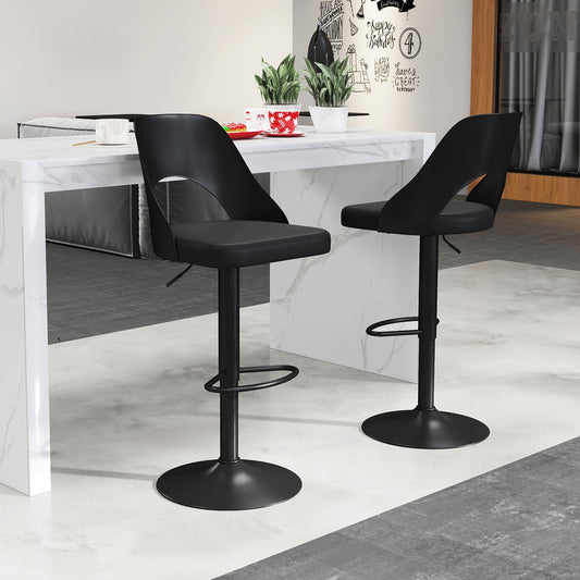 Bar Stools Set of 2 Ergonomic Counter Height Stools-Black