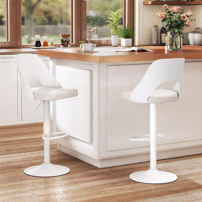 Bar Stools Set of 2 Ergonomic Counter Height Stools-White