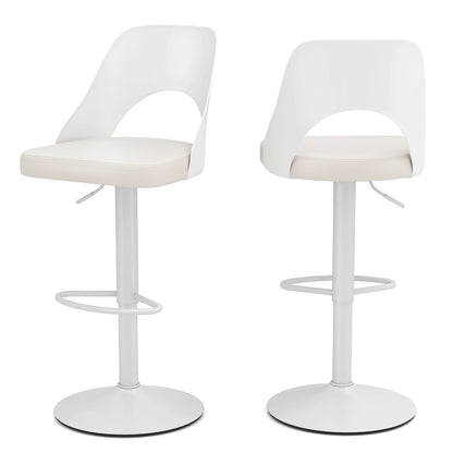 Bar Stools Set of 2 Ergonomic Counter Height Stools-White