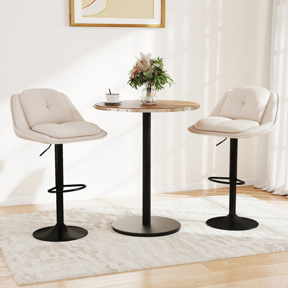 Bar Stools Set of 4 Modern Adjustable Chenille Upholstered Barstools-White