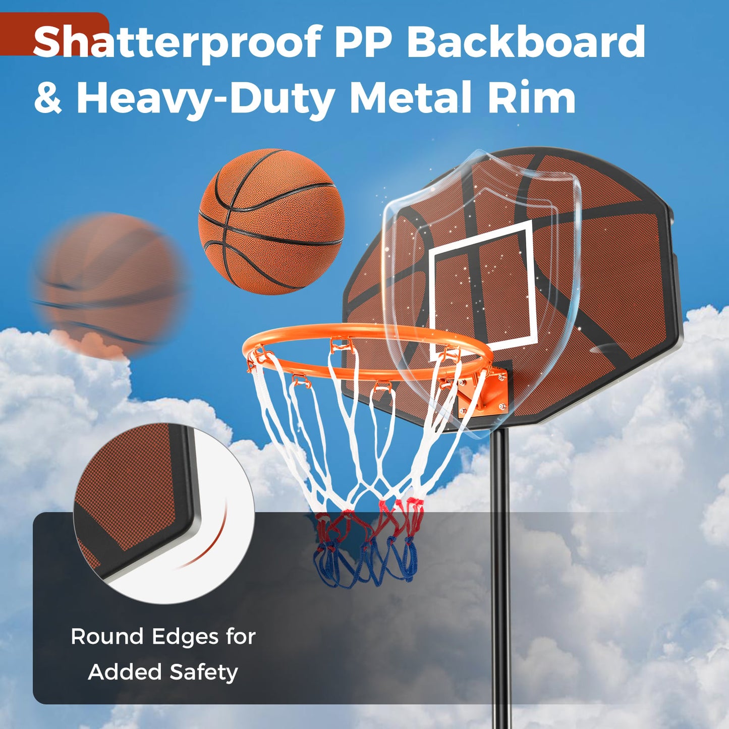 Basketball Hoop 5.6-6.5 FT Height Adjustable for Kids