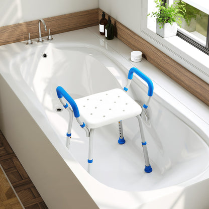 Bath Chair Shower Bench with Detachable Padded Arms-Blue