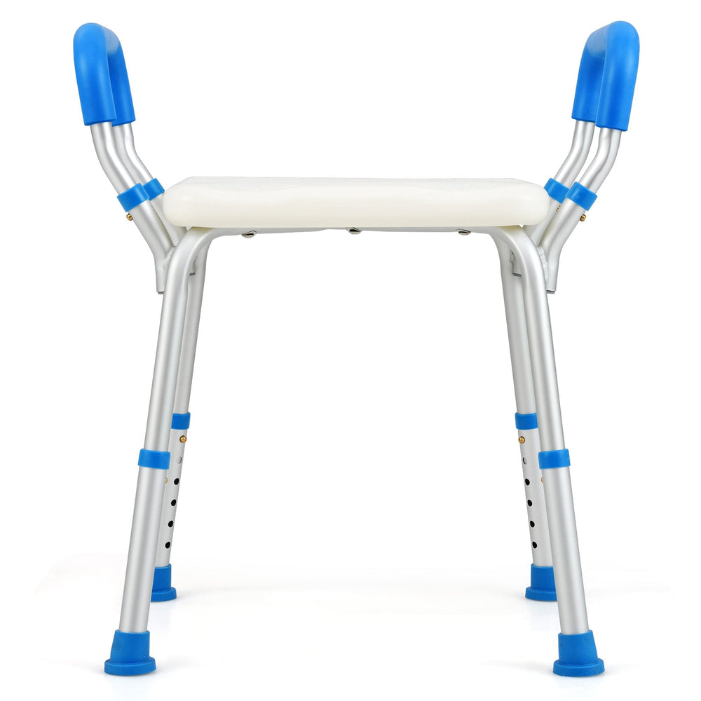 Bath Chair Shower Bench with Detachable Padded Arms-Blue