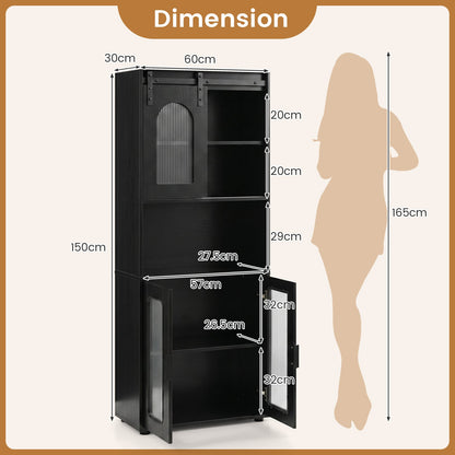 Bathroom Cabinet Set with 150 cm Tall Cabinet and 83 cm Floor Cabinet-Black