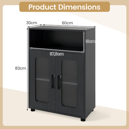Bathroom Cabinet Set with 150 cm Tall Cabinet and 83 cm Floor Cabinet-Black