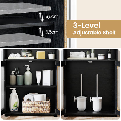 Bathroom Cabinet Set with 150 cm Tall Cabinet and 83 cm Floor Cabinet-Black