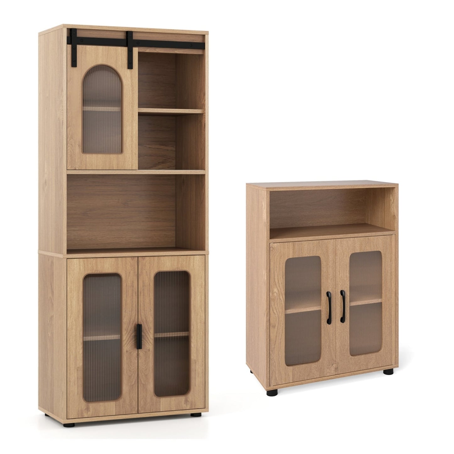 Bathroom Cabinet Set with 150 cm Tall Cabinet and 83 cm Floor Cabinet-Natural