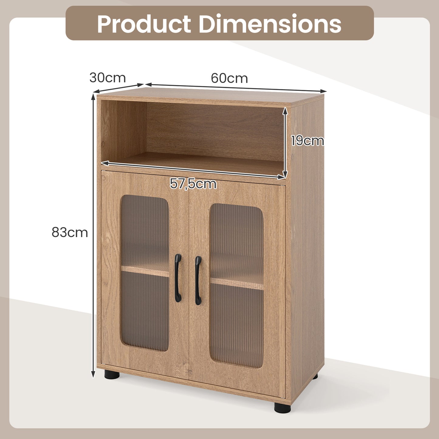Bathroom Cabinet Set with 150 cm Tall Cabinet and 83 cm Floor Cabinet-Natural