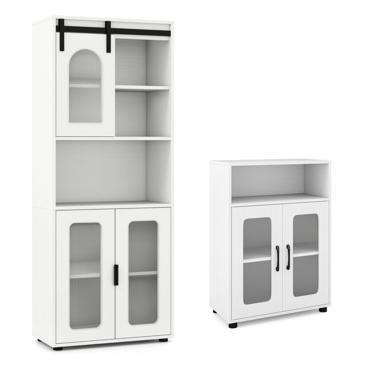 Bathroom Cabinet Set with 150 cm Tall Cabinet and 83 cm Floor Cabinet-White