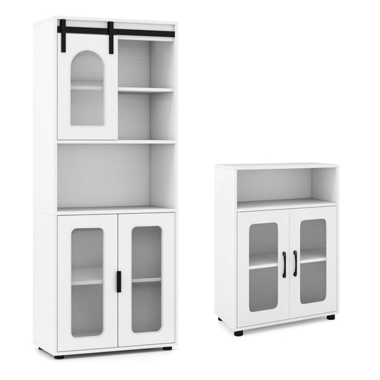 Bathroom Cabinet Set with 150 cm Tall Cabinet and 83 cm Floor Cabinet-White