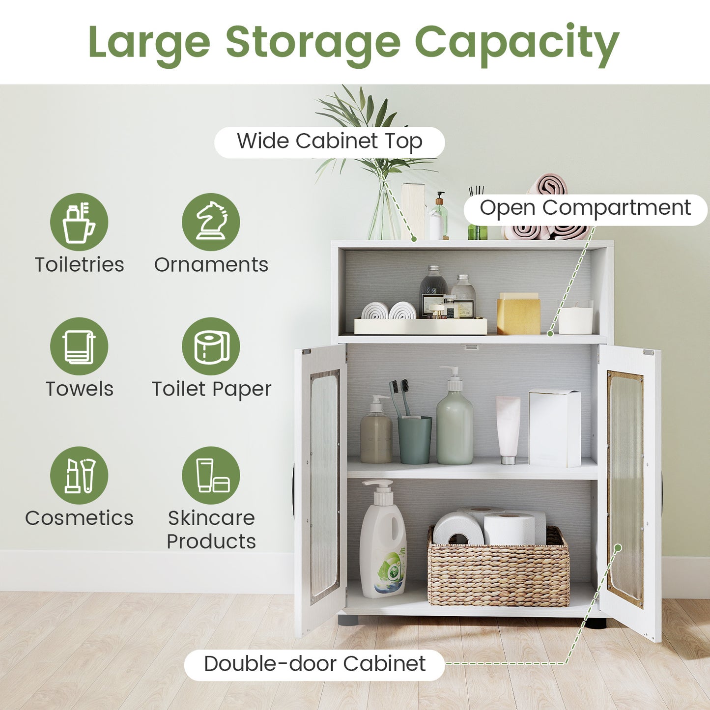 Bathroom Cabinet Set with 150 cm Tall Cabinet and 83 cm Floor Cabinet-White