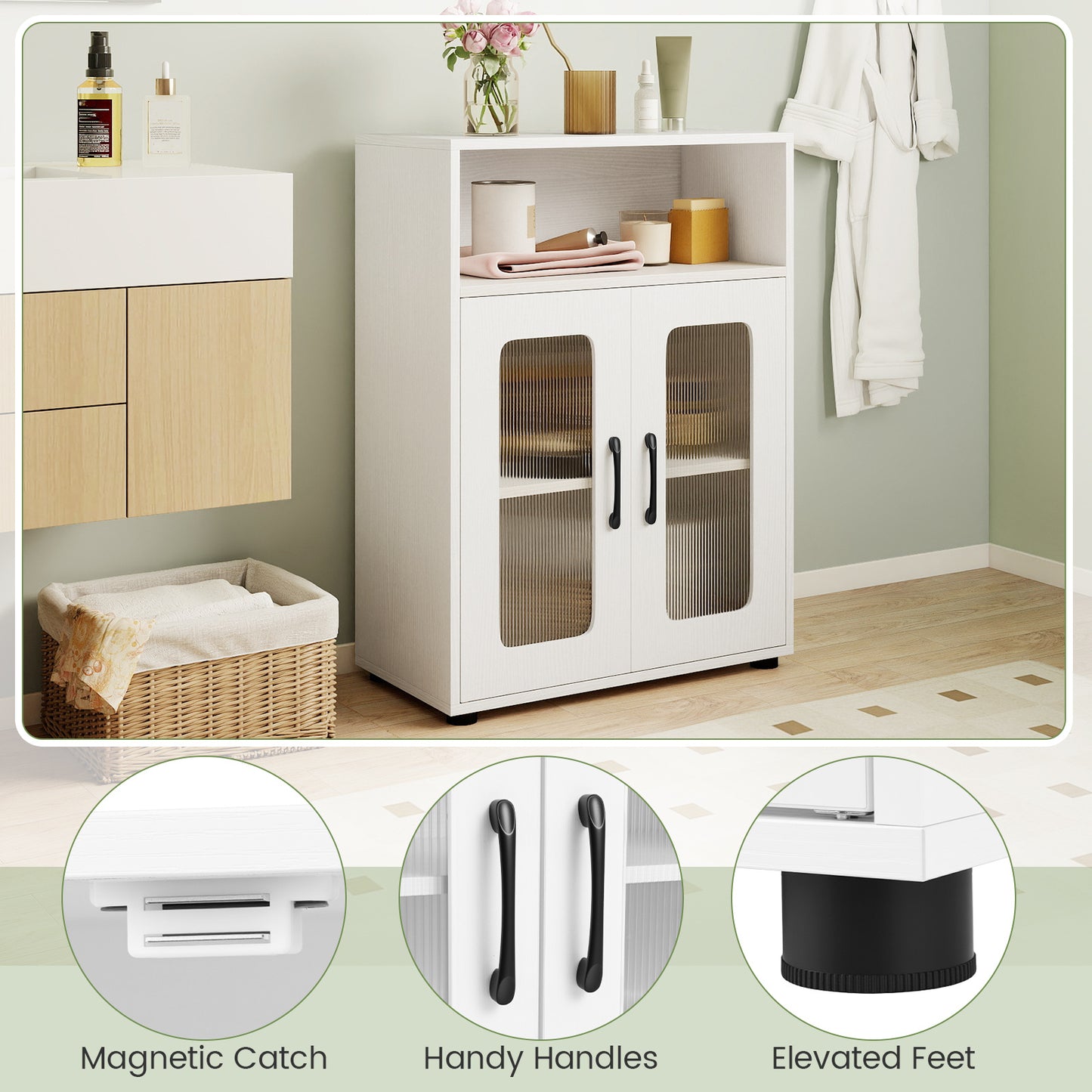 Bathroom Cabinet Set with 150 cm Tall Cabinet and 83 cm Floor Cabinet-White