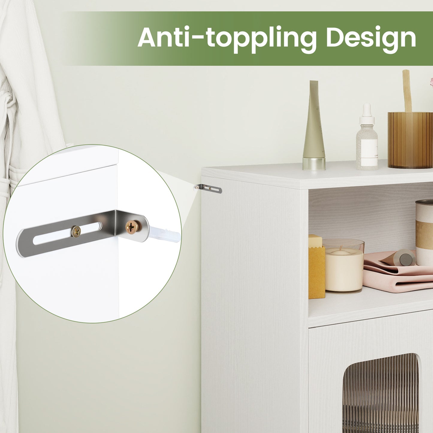 Bathroom Cabinet Set with 150 cm Tall Cabinet and 83 cm Floor Cabinet-White