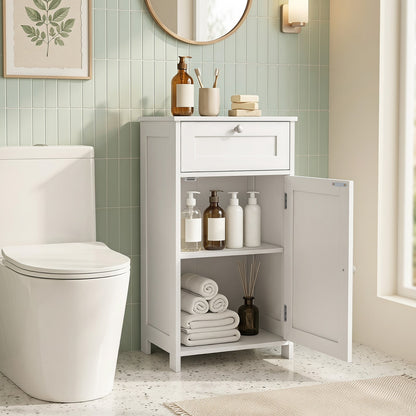 Bathroom Storage Cabinet with Drawer & Door with Anti-Tipping Devices-White