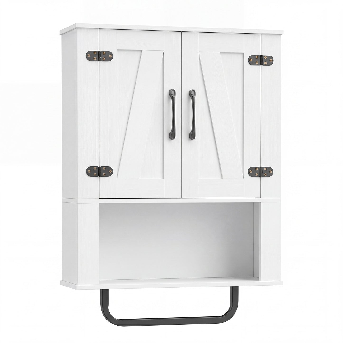 Bathroom Wall Cabinet Farmhouse Wall Mounted Organizer with 2 Barn Doors-White