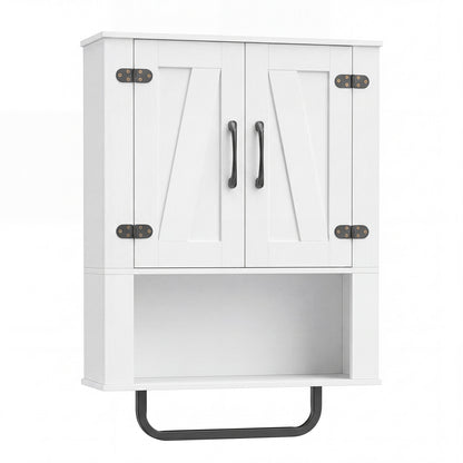 Bathroom Wall Cabinet Farmhouse Wall Mounted Organizer with 2 Barn Doors-White