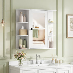 Bathroom Wall Cabinet with Mirror 3 Internal Shelves-White