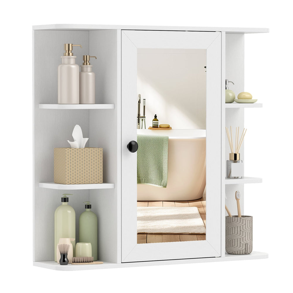 Bathroom Wall Cabinet with Mirror 3 Internal Shelves-White