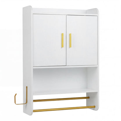 Bathroom Wall Cabinet with Open Shelves and Adjustable Shelf-White