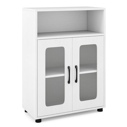 Bathroom Cabinet Freestanding Cabinet with 2 Doors and 3-Level Adjustable Shelf-White