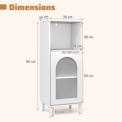 Bathroom Floor Cabinet with Adjustable Shelf for Hallway Living Room-White