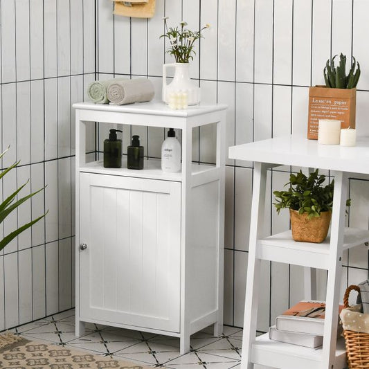Bathroom Floor Cabinet with Adjustable Shelf-White