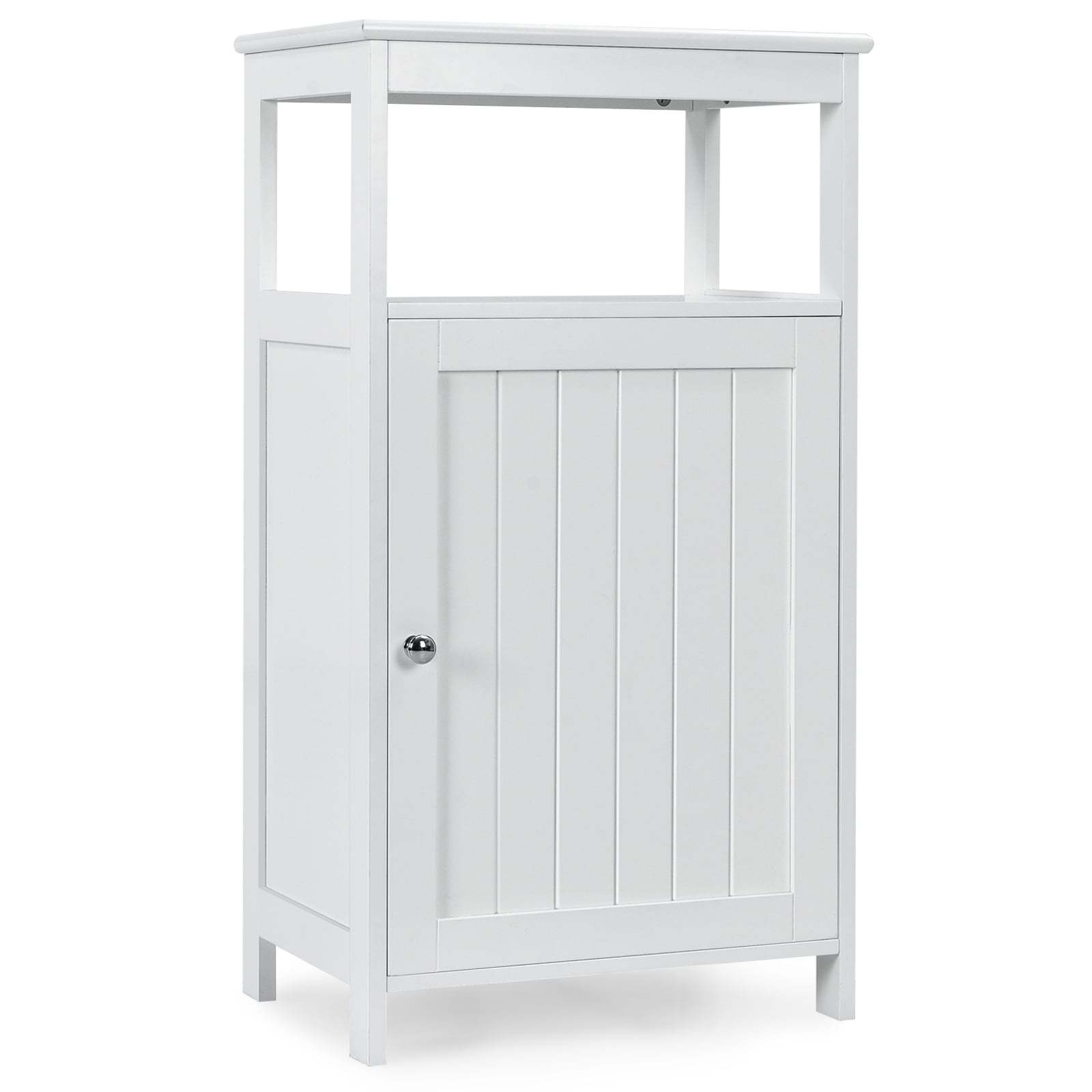 Bathroom Floor Cabinet with Single Door and Adjustable Shelf-White