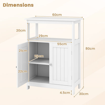 Bathroom Floor Cabinet with Open Shelf and Adjustable Shelf-White