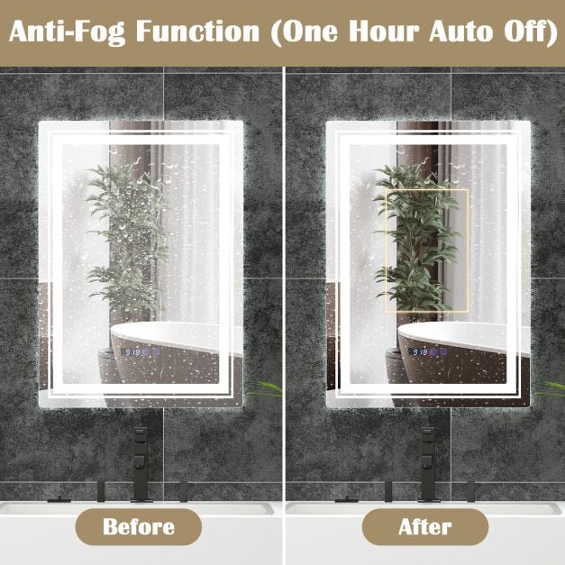 Anti-Fog Bathroom Led Vanity Mirror with 3 Colors 3000-6500K