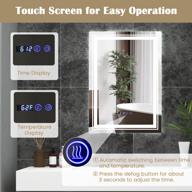 Anti-Fog Bathroom Led Vanity Mirror with 3 Colors 3000-6500K