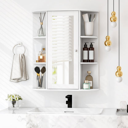 Bathroom Medicine Cabinet with Mirror with 3 Adjustable Shelves-White