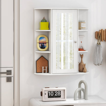 Bathroom Medicine Cabinet with Mirror with 3 Adjustable Shelves-White