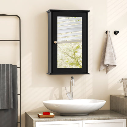 Bathroom Medicine Cabinet with Mirror and Adjustable Shelf-Black