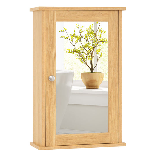 Bathroom Medicine Cabinet with Mirror and Adjustable Shelf-Natural