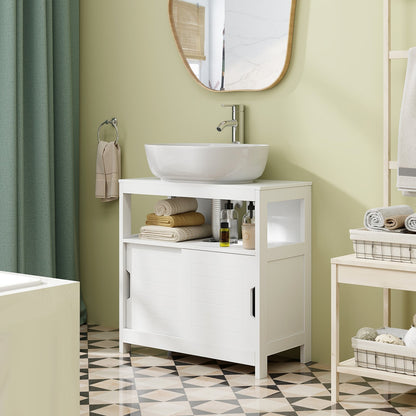 Bathroom Sink Cupboard Under Sink Vanity Cabinet with Sliding Doors-White
