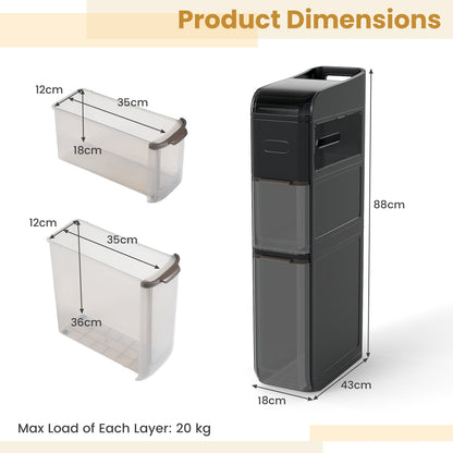 4-Tier Bathroom Storage Cabinet with 2 Drawers and Tissue Box-Black