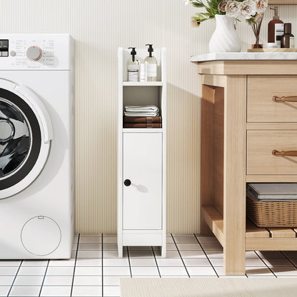 Bathroom Storage Cabinet with Door and Adjustable Shelves-White