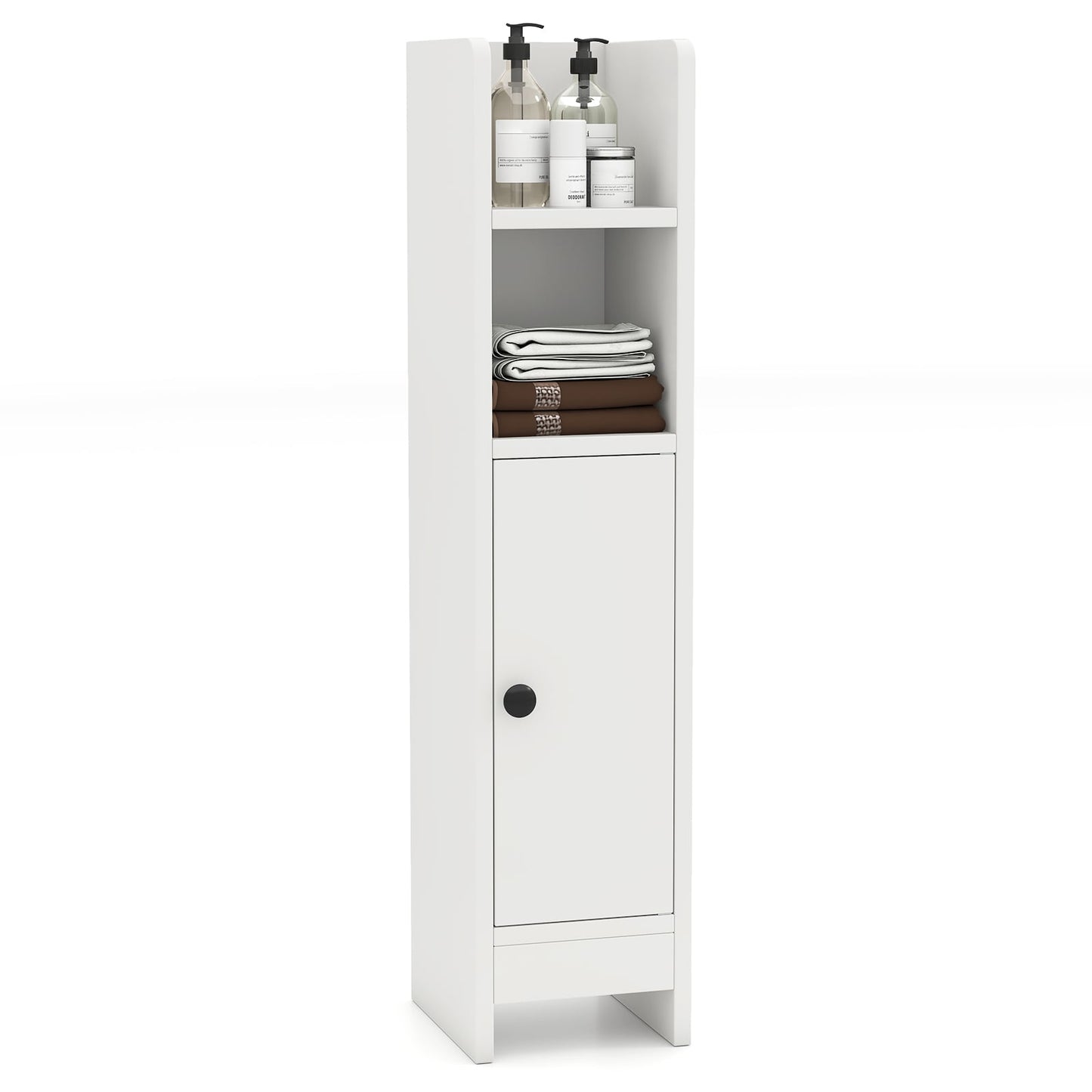 Bathroom Storage Cabinet with Door and Adjustable Shelves-White