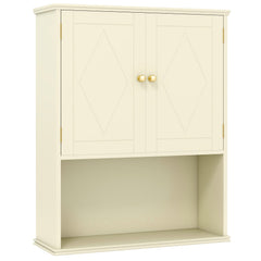 Bathroom Wall Cabinet with Open Shelf and Adjustable Shelf-Beige