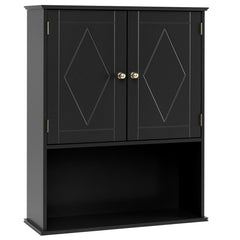 Bathroom Wall Cabinet with Open Shelf and Adjustable Shelf-Black