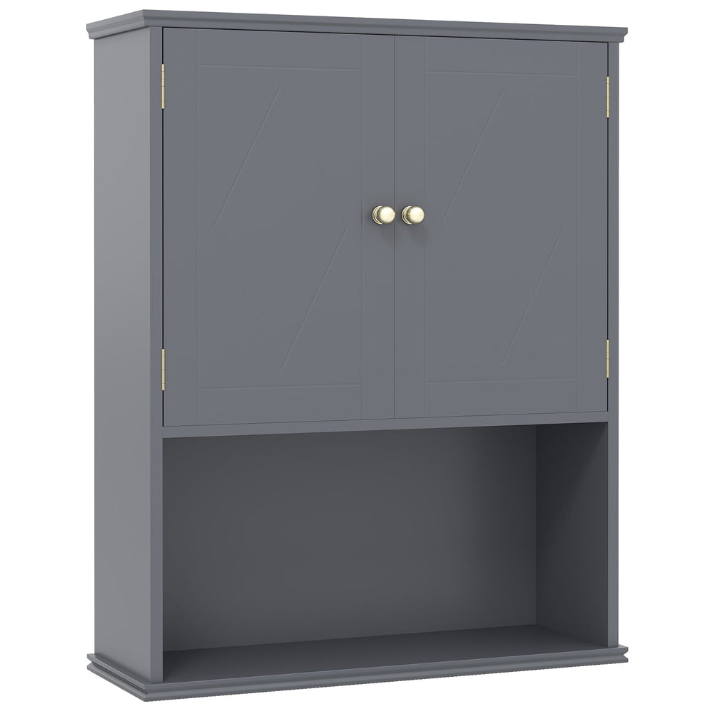 Bathroom Wall Cabinet with Open Shelf and Adjustable Shelf-Grey