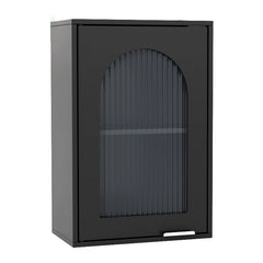 Bathroom Wall Cabinet with Tempered Glass Door and Adjustable Shelf-Black