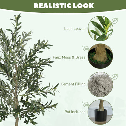 HOMCOM Set of Two Silk Leaf Artificial Olive Trees
