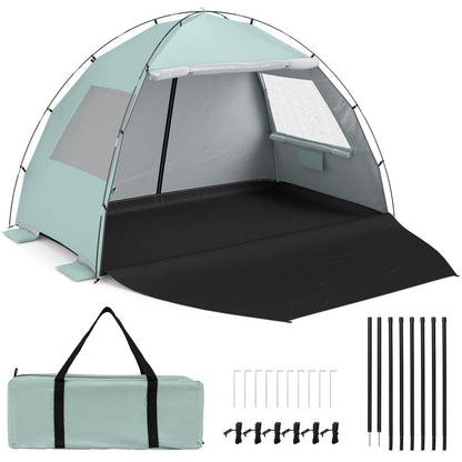 Beach Tent Sun Shelter with Canopy Carry Bag for 3-4 Person-Green