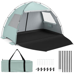 Beach Tent Sun Shelter with Canopy Carry Bag for 3-4 Person-Green